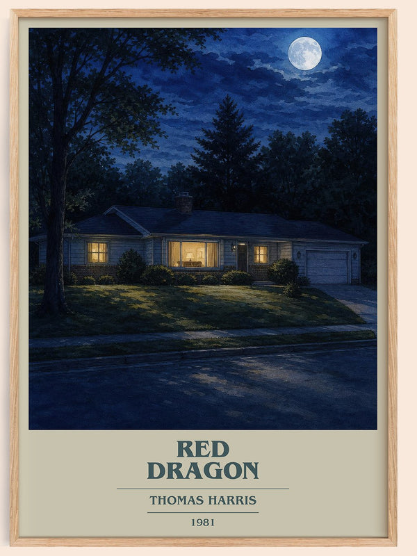 Red Dragon book cover book poster by Thomas Harris – framed literary art print