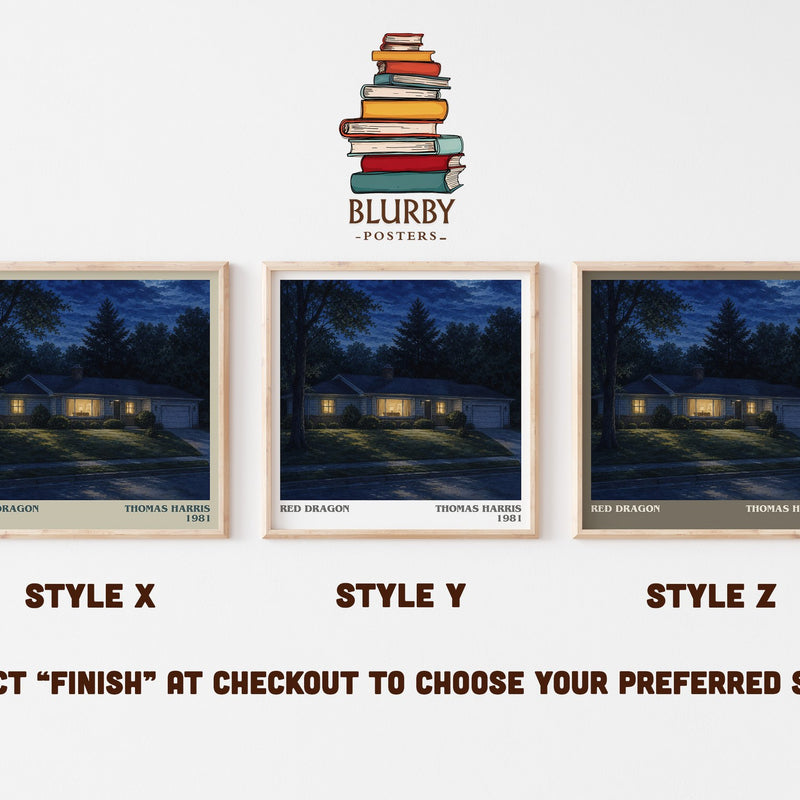 Red Dragon literary print in frame leaning in hallway – thriller wall art