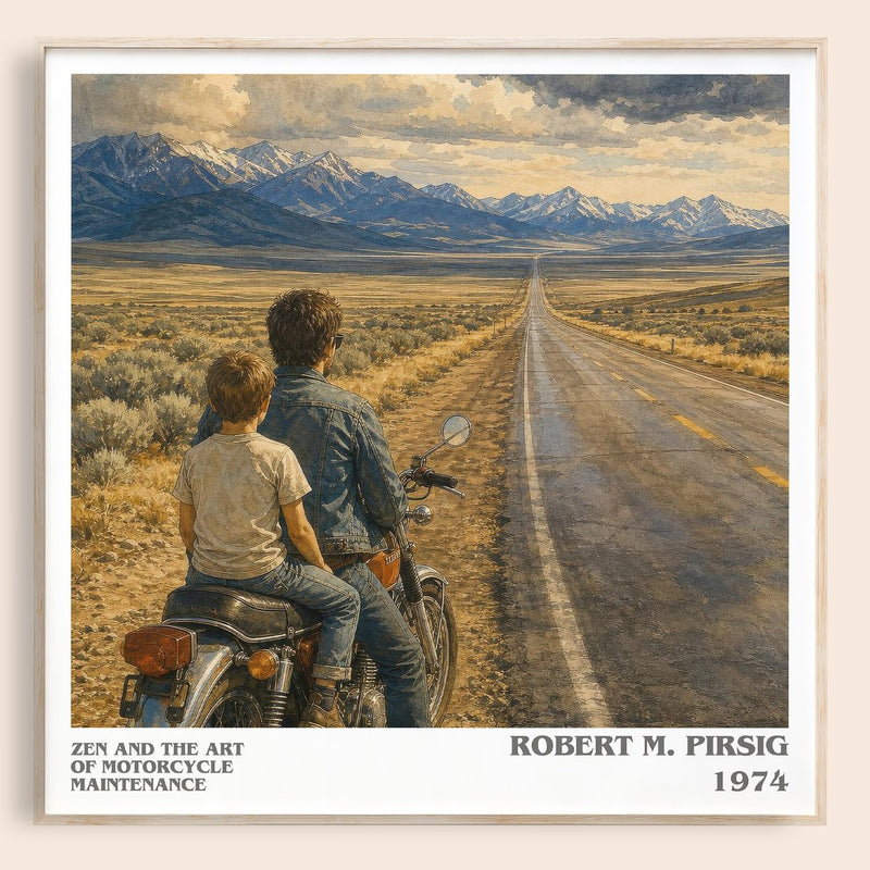 Zen and the Art of Motorcycle Maintenance literary book poster by Robert M. Pirsig – framed literary art print