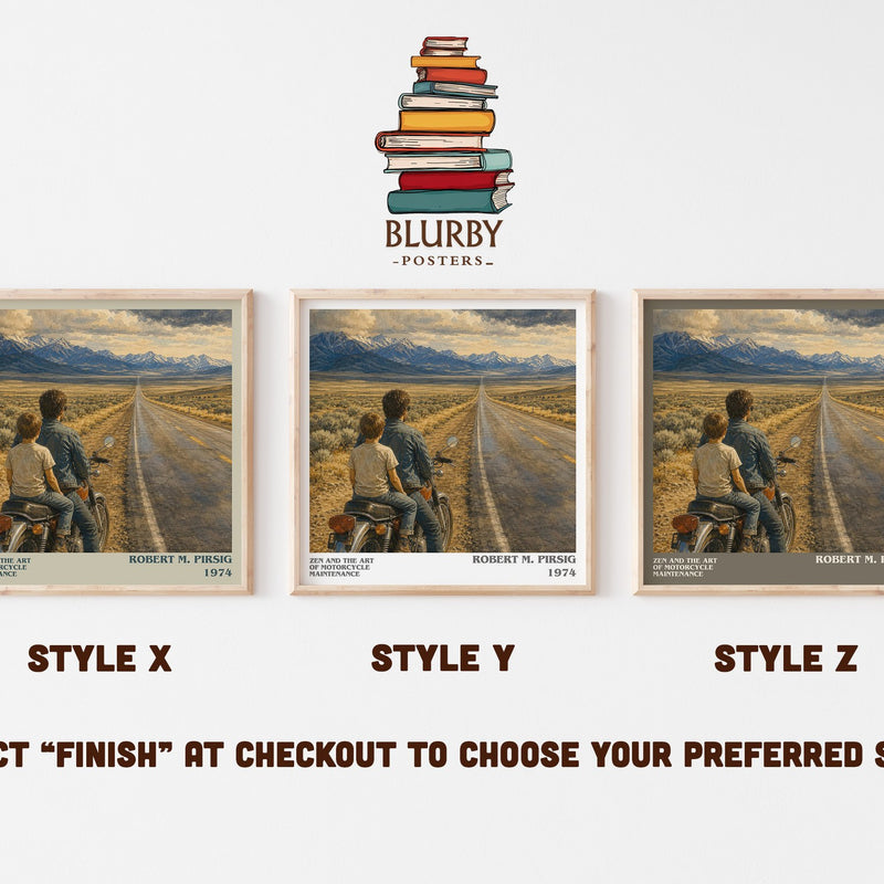 Zen and the Art of Motorcycle Maintenance literary print in frame leaning in hallway – philosophy wall art
