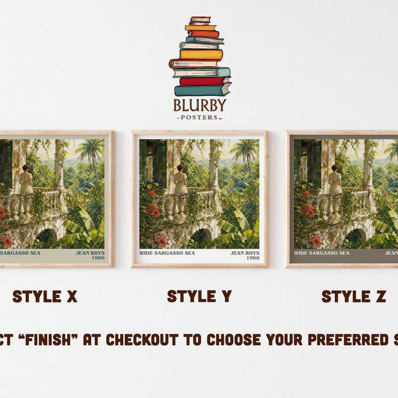 Wide Sargasso Sea literary print in frame leaning in hallway – literary fiction wall art
