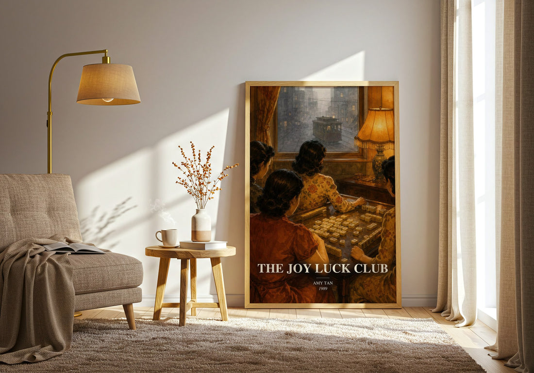 The Joy Luck Club watercolour print in frame leaning in hallway – literary fiction wall art