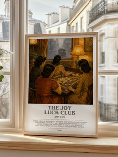 The Joy Luck Club bookish print in frame leaning in hallway – literary fiction wall art