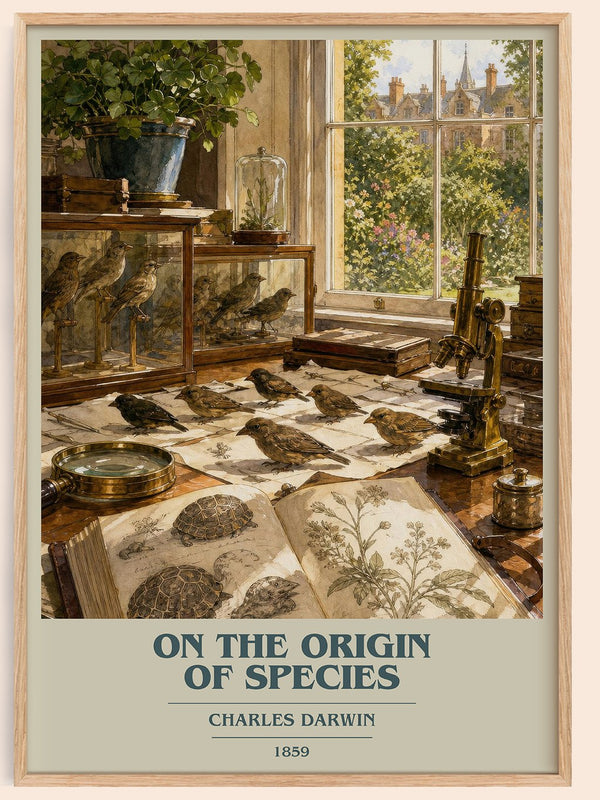 On the Origin of Species book cover book poster by Charles Darwin – framed literary art print