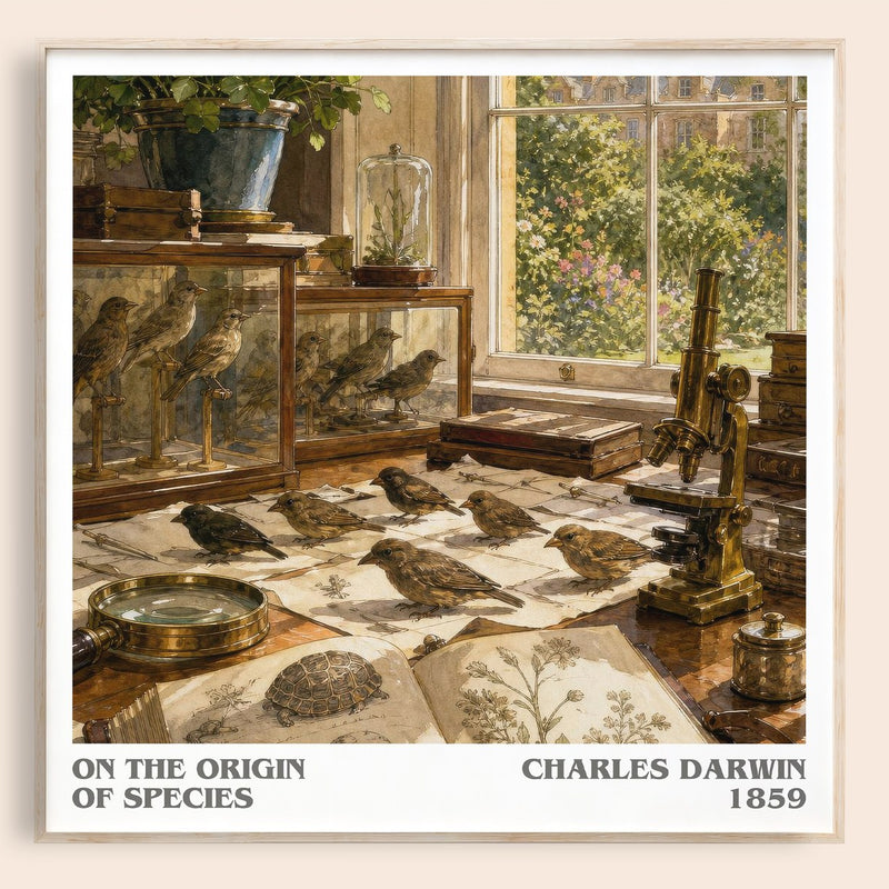 On the Origin of Species literary book poster by Charles Darwin – framed literary art print