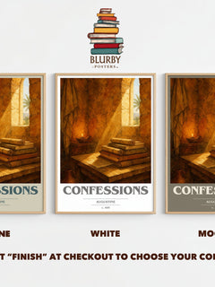 Confessions book cover print framed by window – Stone, White and Mocha side by side – choose your colour