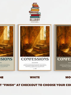 Confessions bookish print framed by window – Stone, White and Mocha side by side – choose your colour