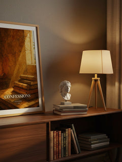 Confessions watercolour print on bookshelf – Augustine fan gift