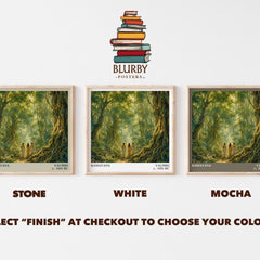 Ramayana literary print framed by window – Stone, White and Mocha square prints side by side – choose your colour