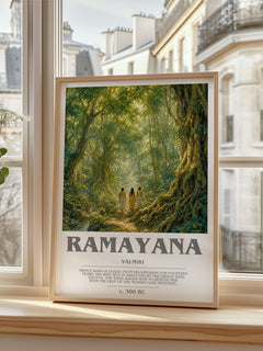 Ramayana bookish print in frame leaning in hallway – __new__:mythology wall art