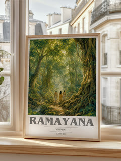 Ramayana book cover print in frame leaning in hallway – __new__:mythology wall art
