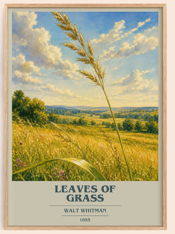 Leaves of Grass book cover book poster by Walt Whitman – framed literary art print