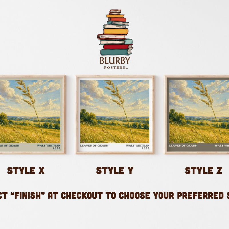 Leaves of Grass literary print in frame leaning in hallway – poetry wall art