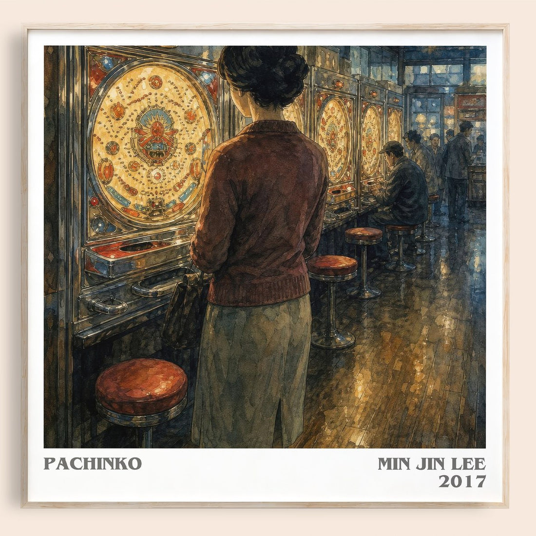 Pachinko literary book poster by Min Jin Lee – framed literary art print
