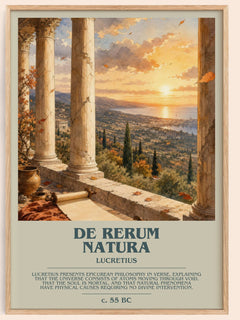 De Rerum Natura bookish book poster by Lucretius – framed literary art print