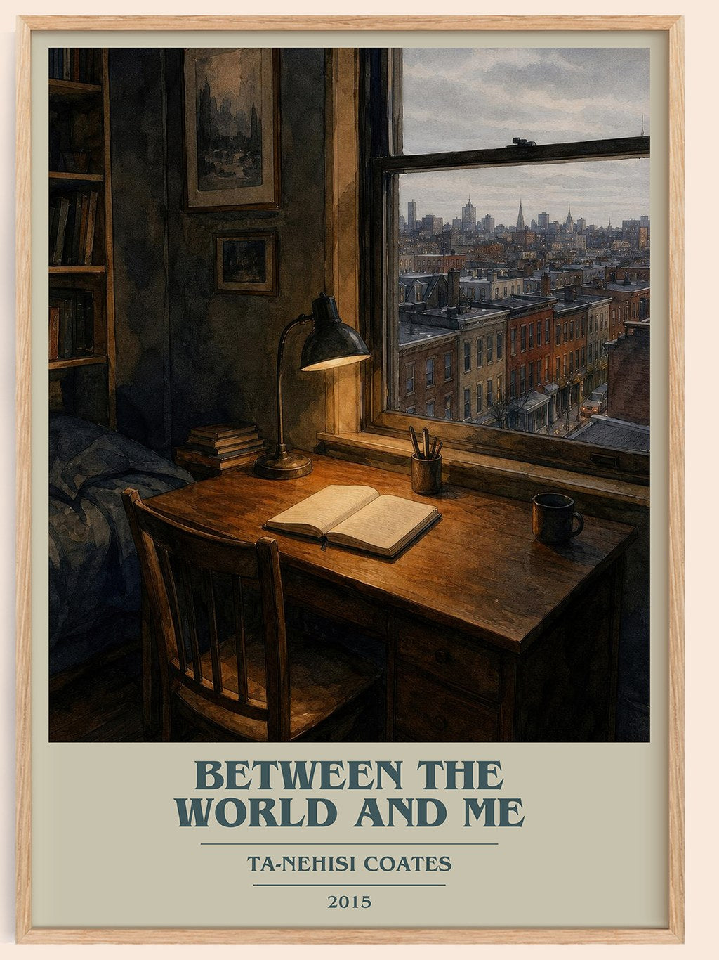 Between the World and Me book cover book poster by Ta-Nehisi Coates – framed literary art print
