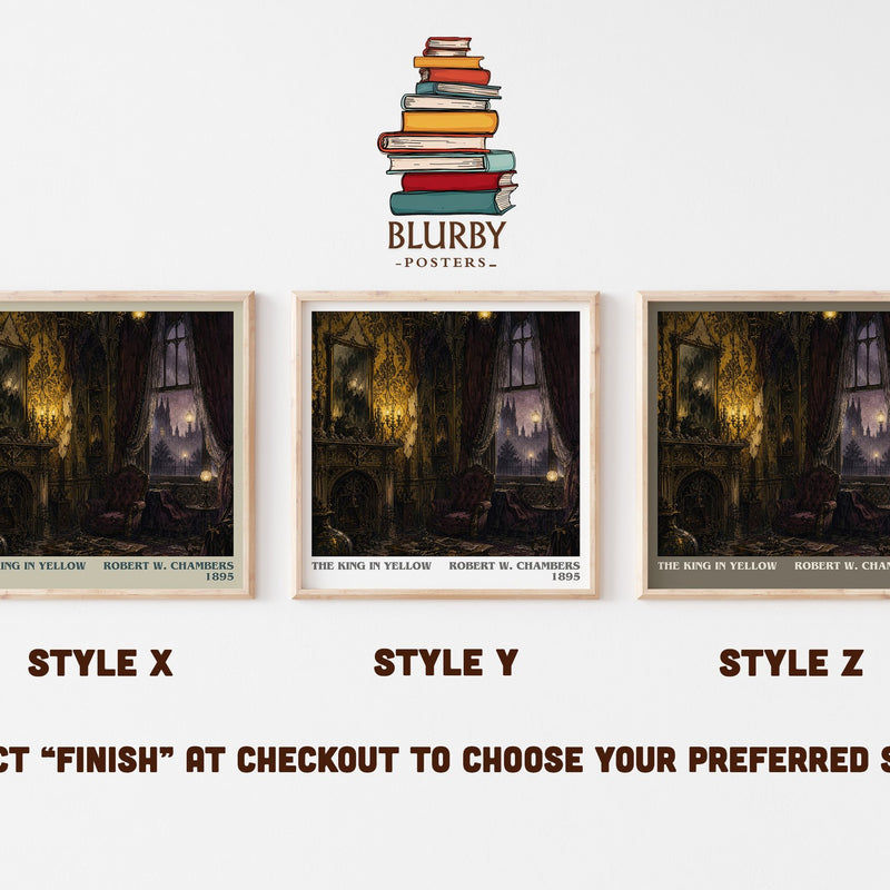 The King In Yellow literary print in frame leaning in hallway – horror wall art