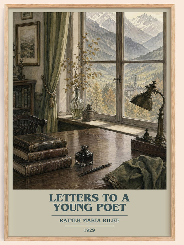 Letters to a Young Poet book cover book poster by Rainer Maria Rilke – framed literary art print