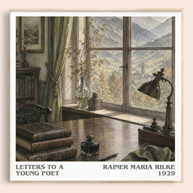 Letters to a Young Poet literary book poster by Rainer Maria Rilke – framed literary art print