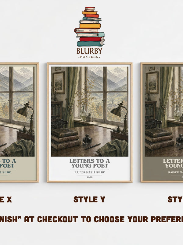 Letters to a Young Poet book cover print in frame leaning in hallway – philosophy wall art