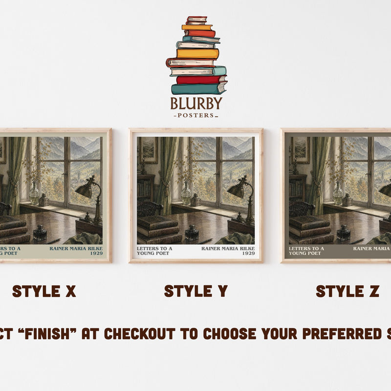 Letters to a Young Poet literary print in frame leaning in hallway – philosophy wall art
