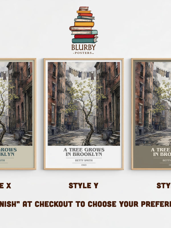 A Tree Grows in Brooklyn book cover print in frame leaning in hallway – coming of age wall art