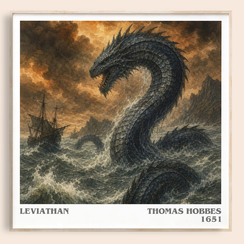 Leviathan literary book poster by Thomas Hobbes – framed literary art print