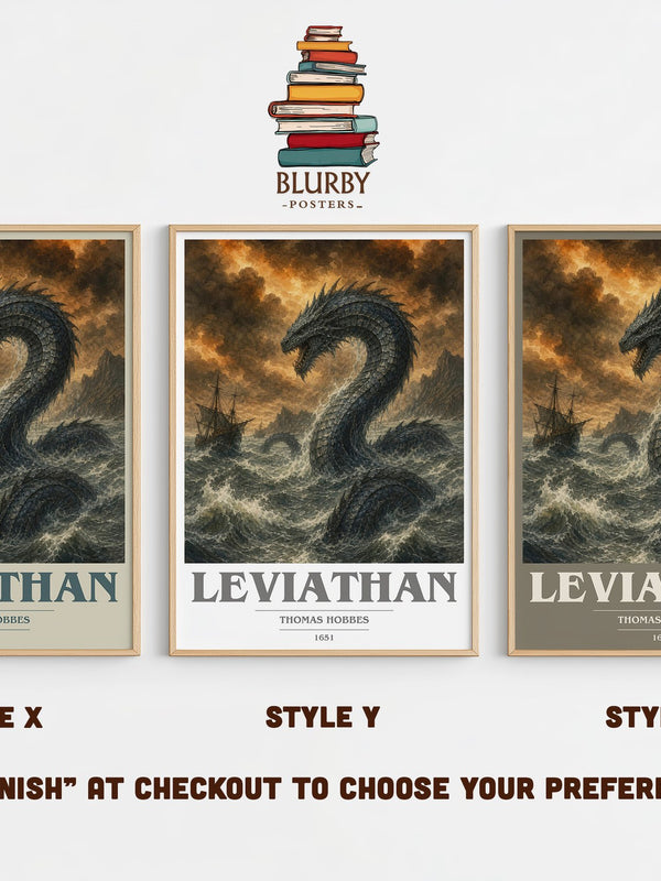 Leviathan book cover print in frame leaning in hallway – philosophy wall art