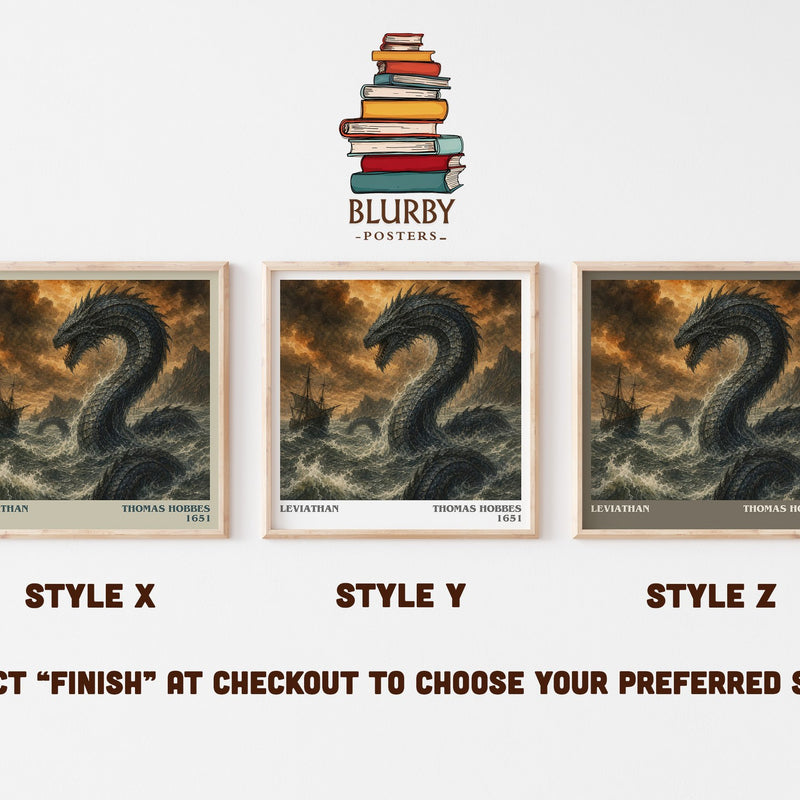 Leviathan literary print in frame leaning in hallway – philosophy wall art