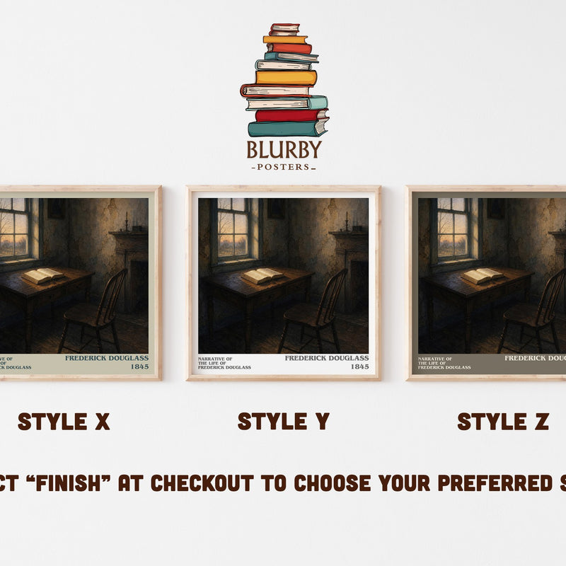 Narrative of the Life of Frederick Douglass literary print in frame leaning in hallway – memoir wall art