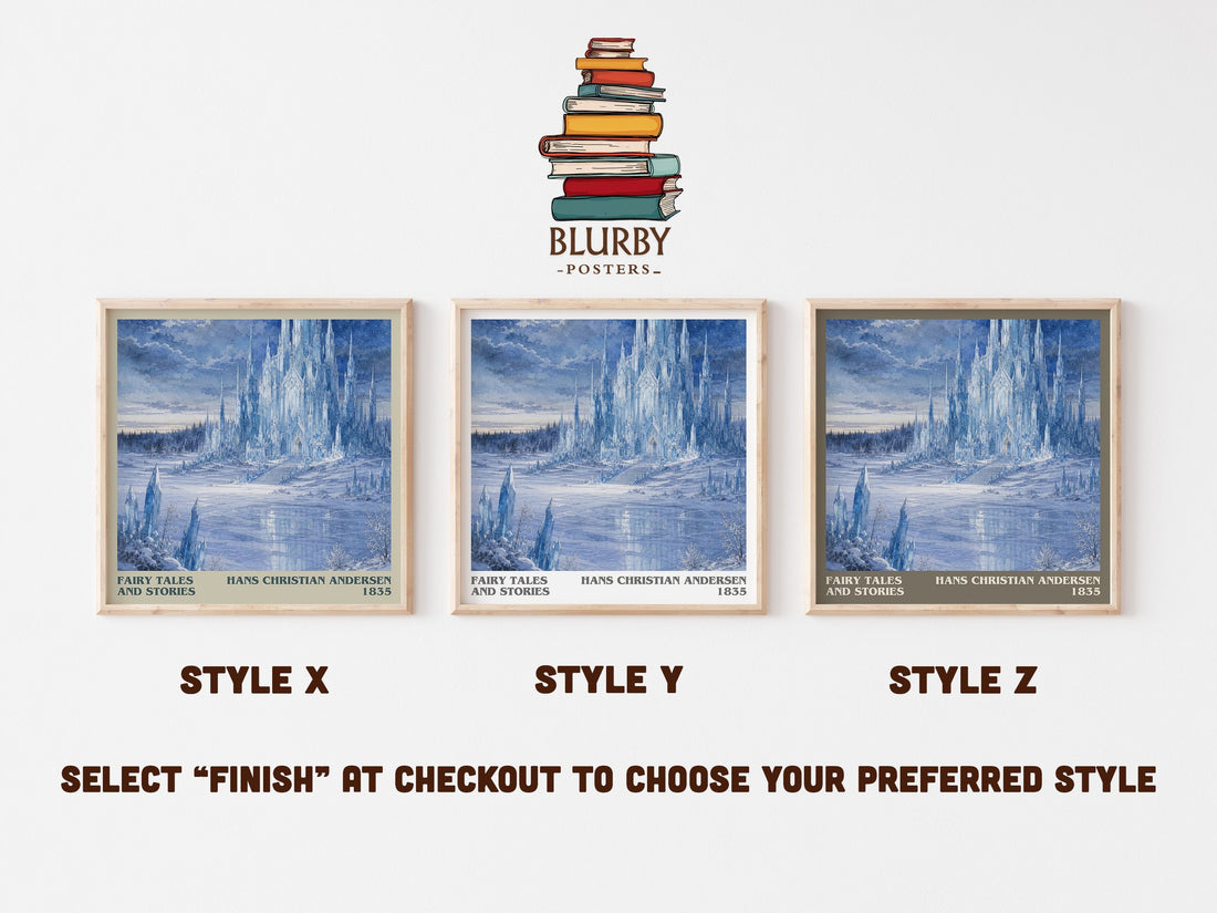 Fairy Tales and Stories literary print in frame leaning in hallway – childrens wall art (mockup)