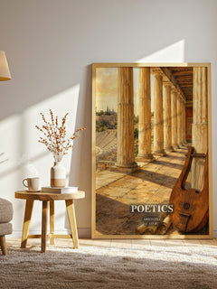 Poetics watercolour print in frame leaning in hallway – philosophy wall art