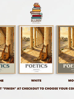 Poetics book cover print framed by window – Stone, White and Mocha side by side – choose your colour