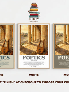Poetics bookish print framed by window – Stone, White and Mocha side by side – choose your colour