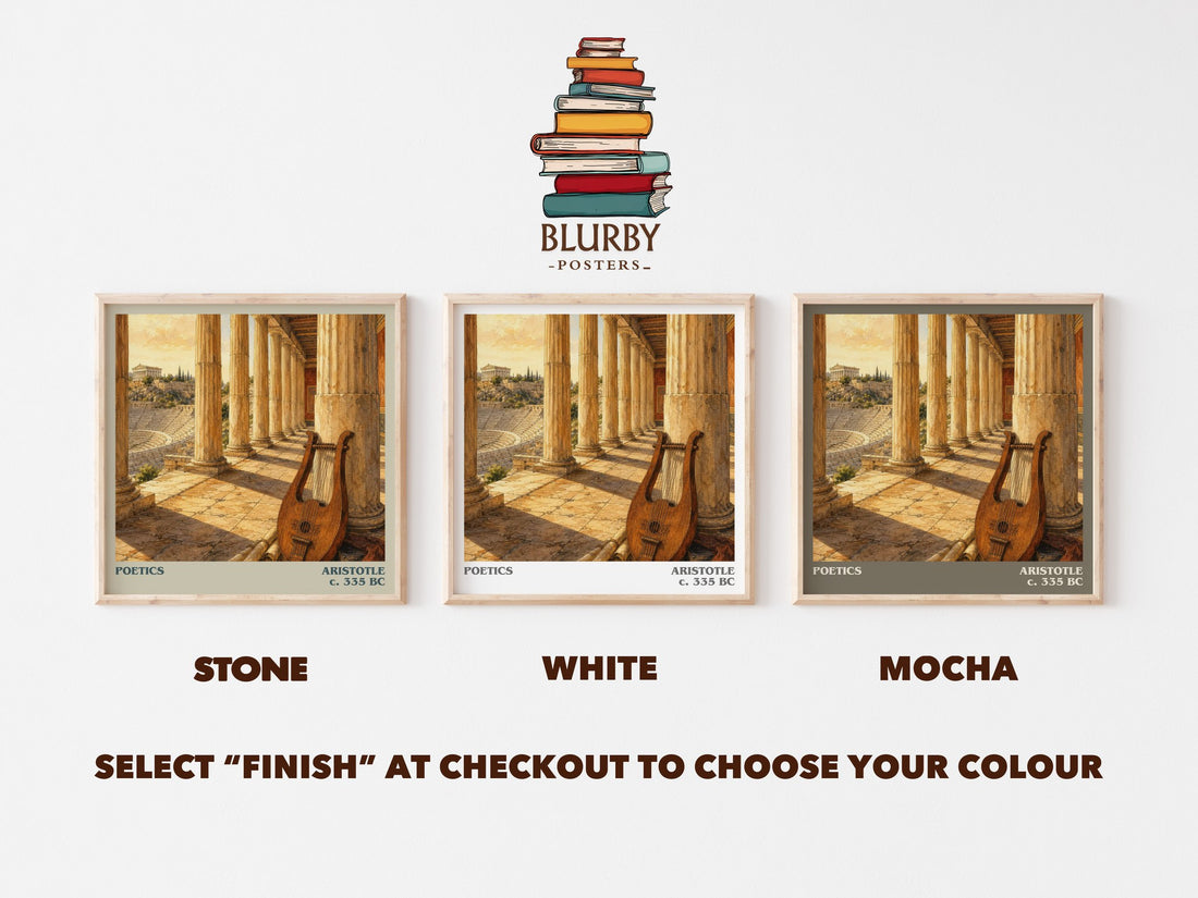 Poetics literary print framed by window – Stone, White and Mocha square prints side by side – choose your colour