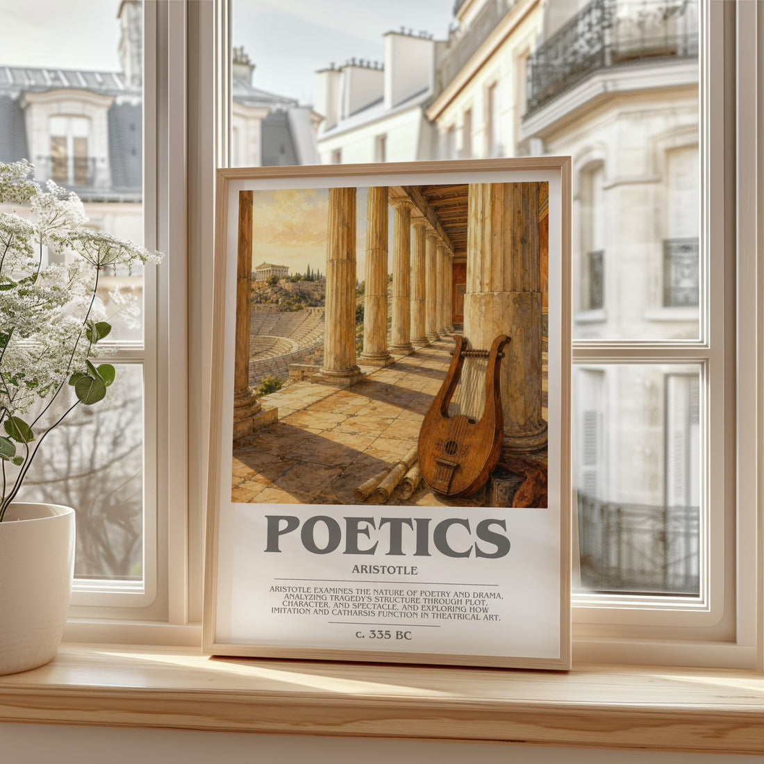 Poetics bookish print in frame leaning in hallway – philosophy wall art