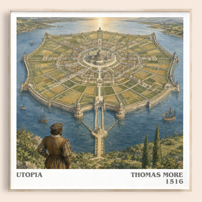 Utopia literary book poster by Thomas More – framed literary art print