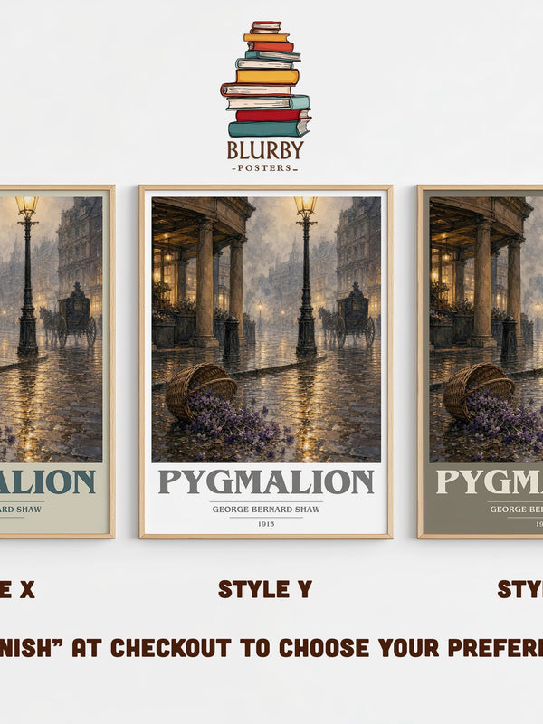 Pygmalion book cover print in frame leaning in hallway – classic literature wall art