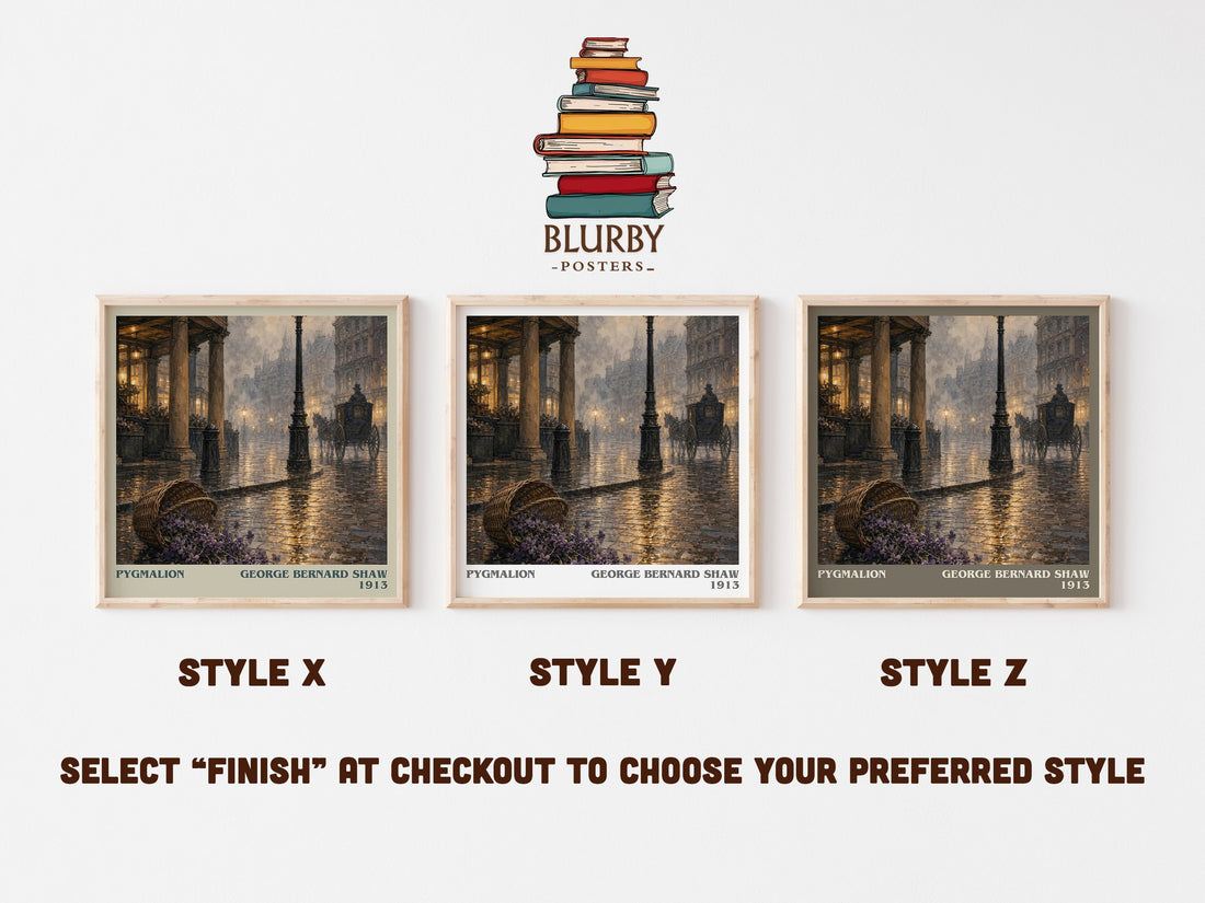 Pygmalion literary print in frame leaning in hallway – classic literature wall art (mockup)