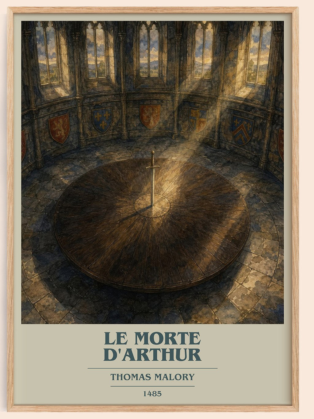 Le Morte d'Arthur book cover book poster by Thomas Malory – framed literary art print