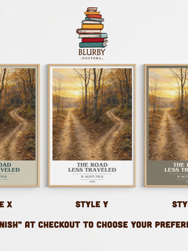 The Road Less Traveled book cover print in frame leaning in hallway – __new__:self help wall art