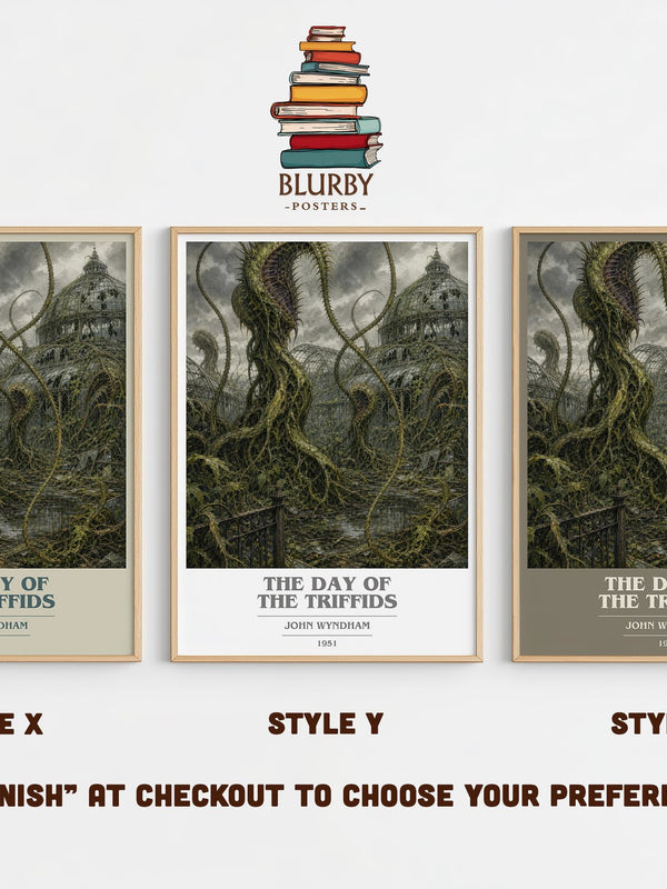 The Day of the Triffids book cover print in frame leaning in hallway – sci fi wall art