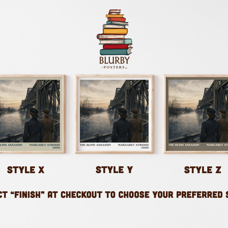 The Blind Assassin literary print in frame leaning in hallway – literary fiction wall art