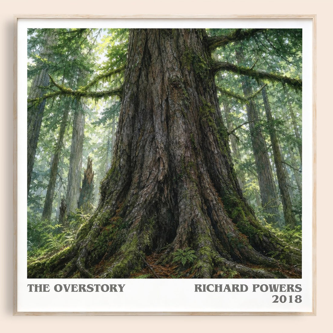 The Overstory literary book poster by Richard Powers – framed literary art print