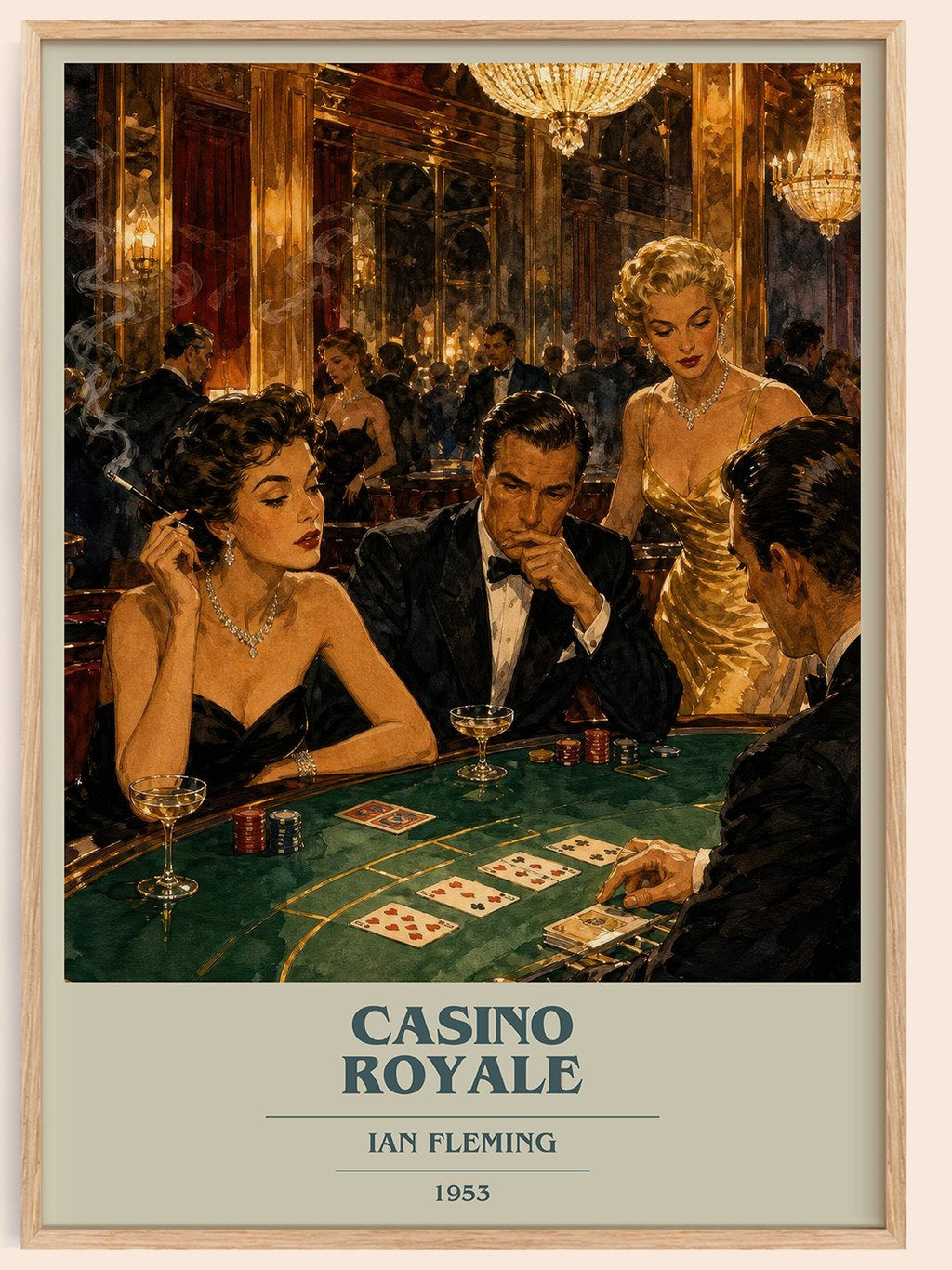 Casino Royale book cover book poster by Ian Fleming – framed literary art print