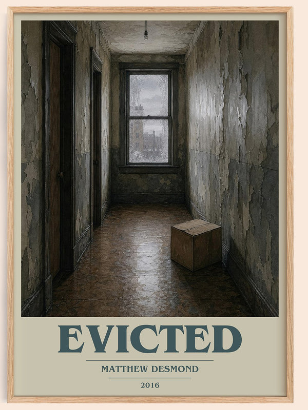 Evicted book cover book poster by Matthew Desmond – framed literary art print