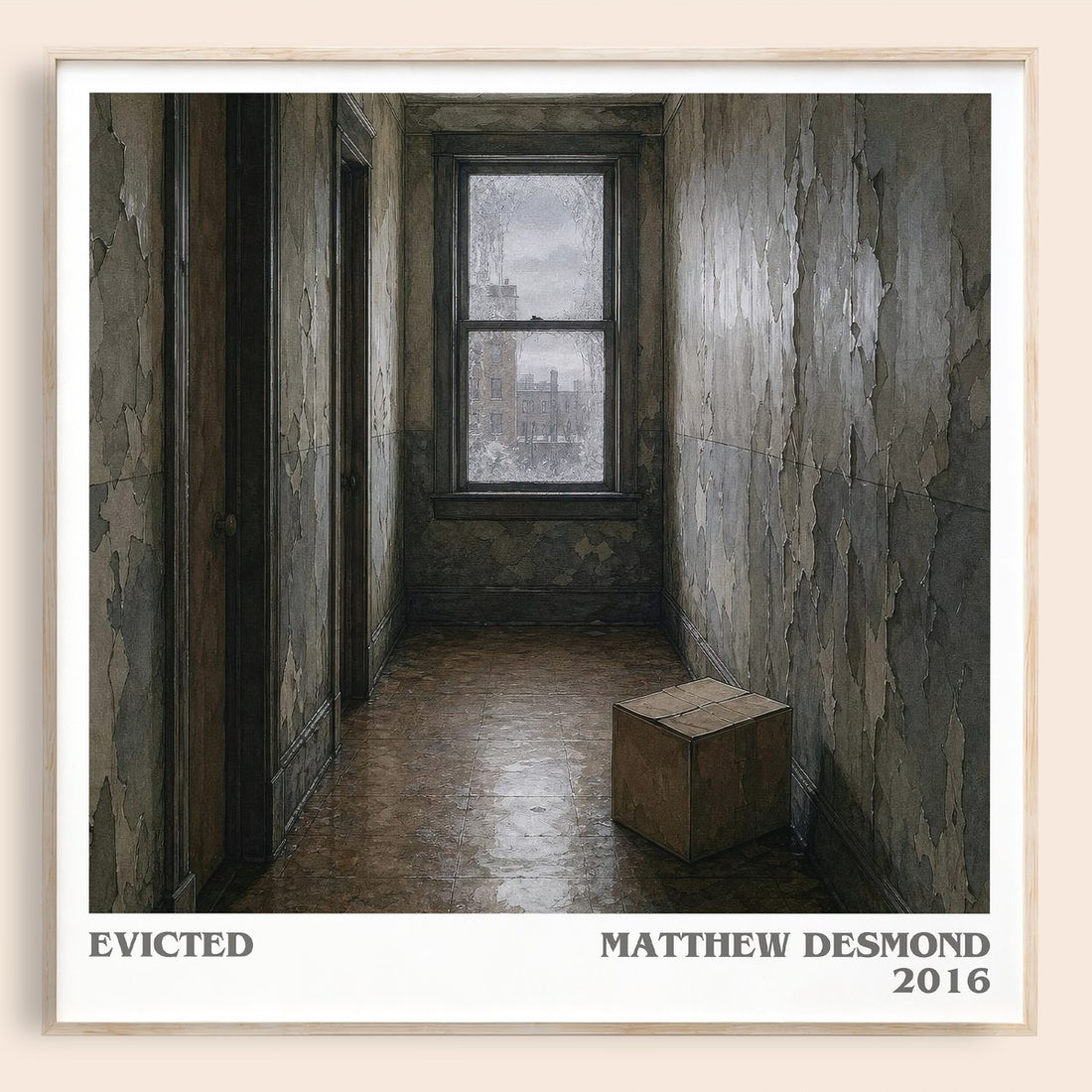 Evicted literary book poster by Matthew Desmond – framed literary art print