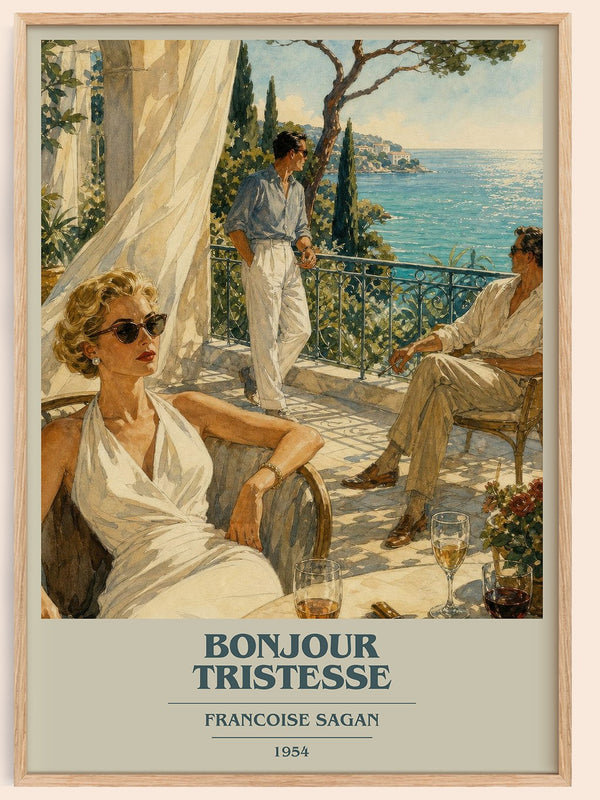 Bonjour Tristesse book cover book poster by Francoise Sagan – framed literary art print