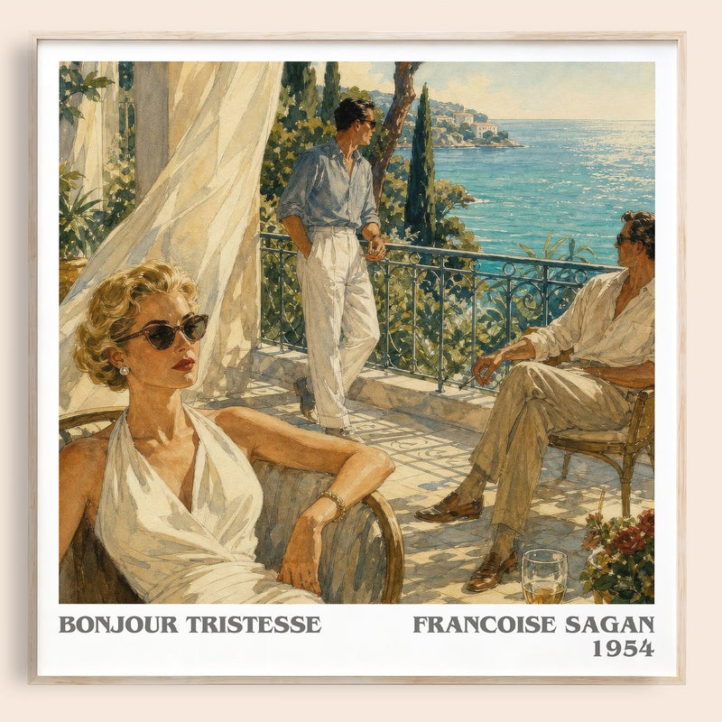 Bonjour Tristesse literary book poster by Francoise Sagan – framed literary art print