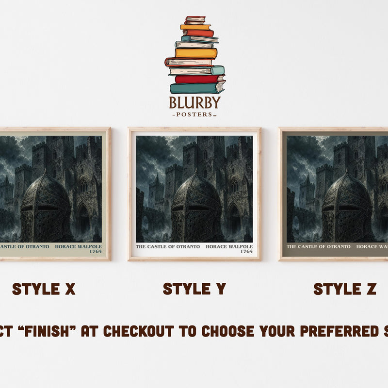 The Castle of Otranto literary print in frame leaning in hallway – gothic wall art